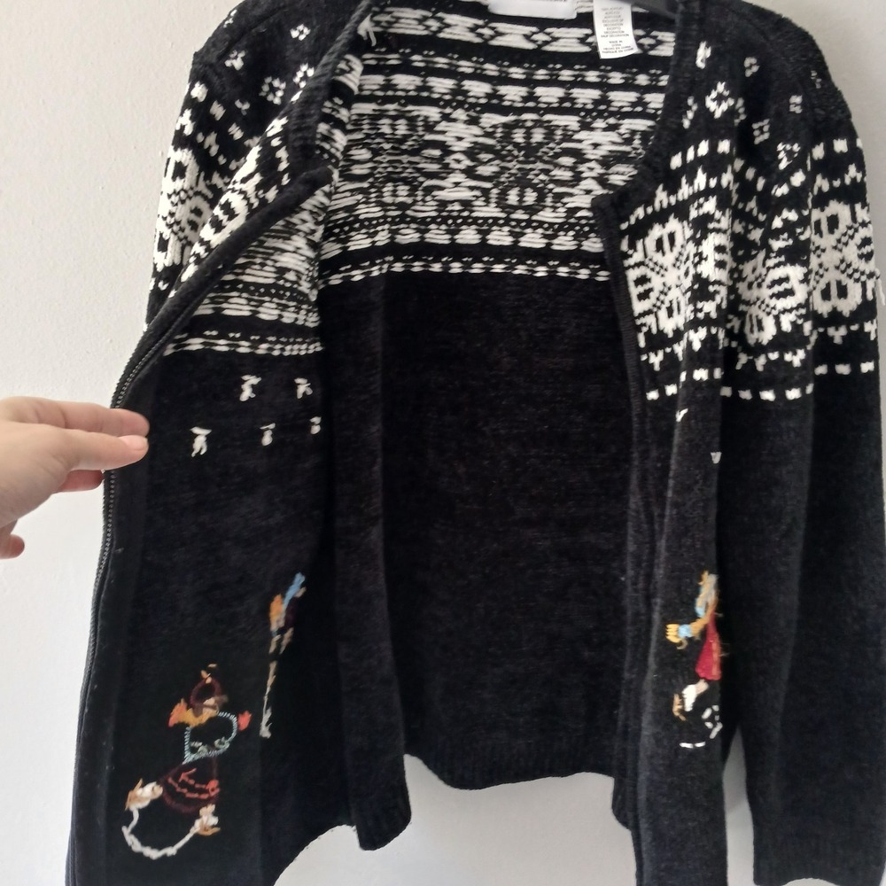 Alfred Dunner Vintage Size Large Knit Full Zip Sweater Snowflakes Embroidered - Picture 11 of 14